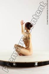 Nude Woman White Sitting poses - ALL Slim long colored Sitting poses - simple Multi angle poses Pinup